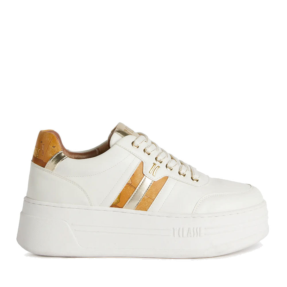 Sneakers Platform 1A Classe Alviero Martini linea Geo Elevate in Eco Nappa Bianca 1208