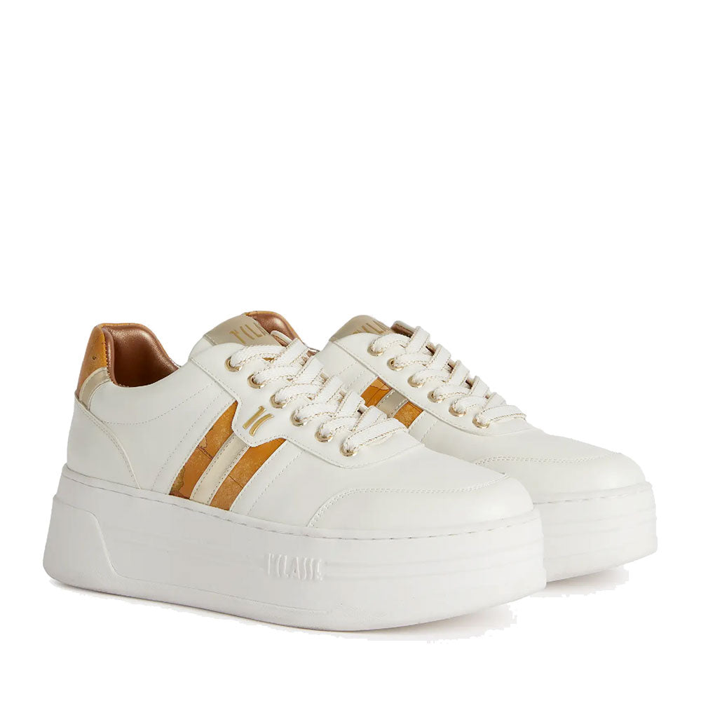 Sneakers Platform 1A Classe Alviero Martini linea Geo Elevate in Eco Nappa Bianca 1208
