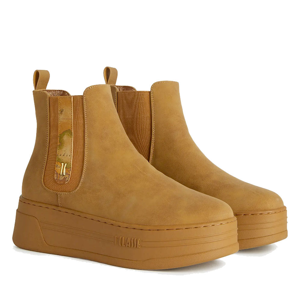 Stivaletti Donna con Zeppa 1A Classe Alviero Martini linea Geo Elevate in Nabuk Beige 1211