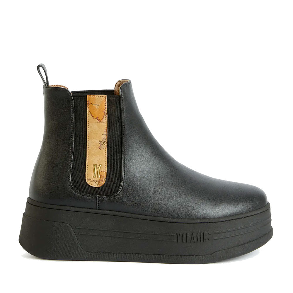 Stivaletti Donna con Zeppa 1A Classe Alviero Martini linea Geo Elevate in Eco Nappa Nera 1211