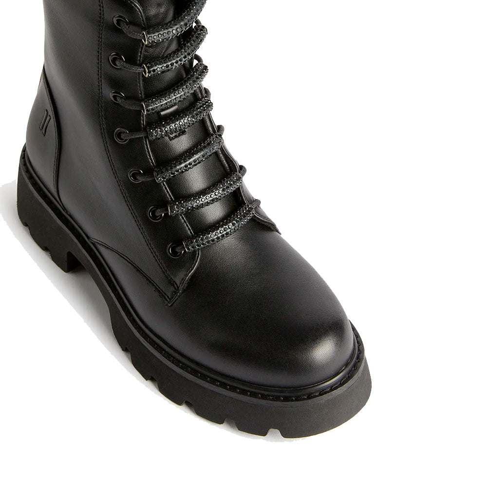 Anfibi Donna 1A Classe Alviero Martini in Eco Nappa Nera con Lacci con Strass 1235