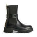 Stivaletti Bikers Donna 1A Classe Alviero Martini in Eco Nappa Nera con Logo 1236