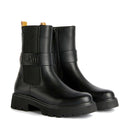 Stivaletti Bikers Donna 1A Classe Alviero Martini in Eco Nappa Nera con Logo 1236