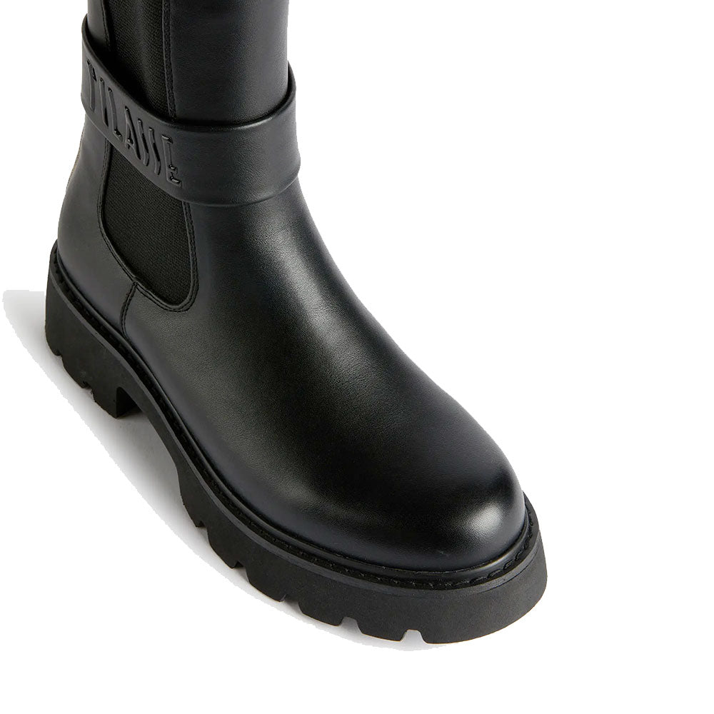 Stivaletti Bikers Donna 1A Classe Alviero Martini in Eco Nappa Nera con Logo 1236