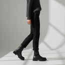 Stivaletti Bikers Donna 1A Classe Alviero Martini in Eco Nappa Nera con Logo 1236