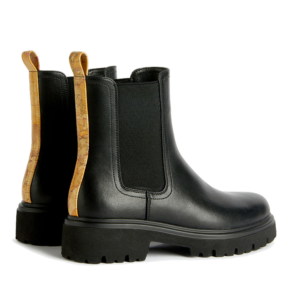 Stivaletti Beatles Donna 1A Classe Alviero Martini in Eco Nappa Nera con Inserto Geo Classic 1242