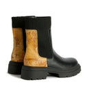 Stivaletti Beatles 1A Classe Alviero Martini in Eco Nappa Nera con Inserto in Maglia 1244