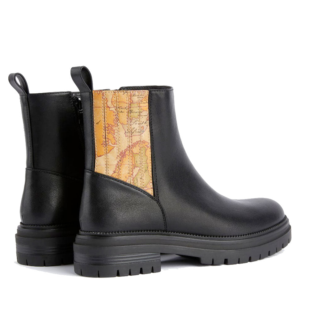 Stivaletti Beatles Donna 1A Classe Alviero Martini in Eco Nappa Nera con Inserto Geo Classic 1246