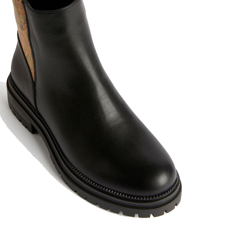 Stivaletti Beatles Donna 1A Classe Alviero Martini in Eco Nappa Nera con Inserto Geo Classic 1246