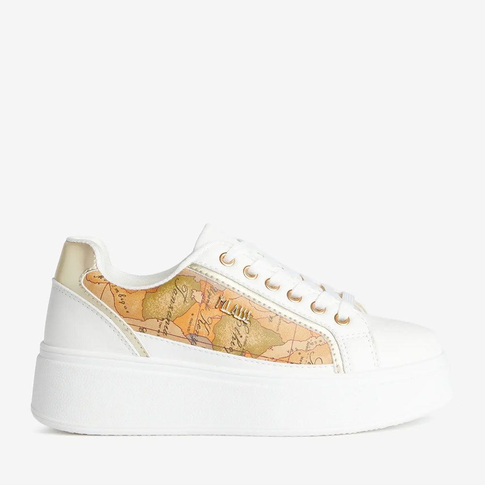 Sneakers Platform 1A Classe Alviero Martini in Eco Nappa Bianca con Inserto Geo Classic 1298
