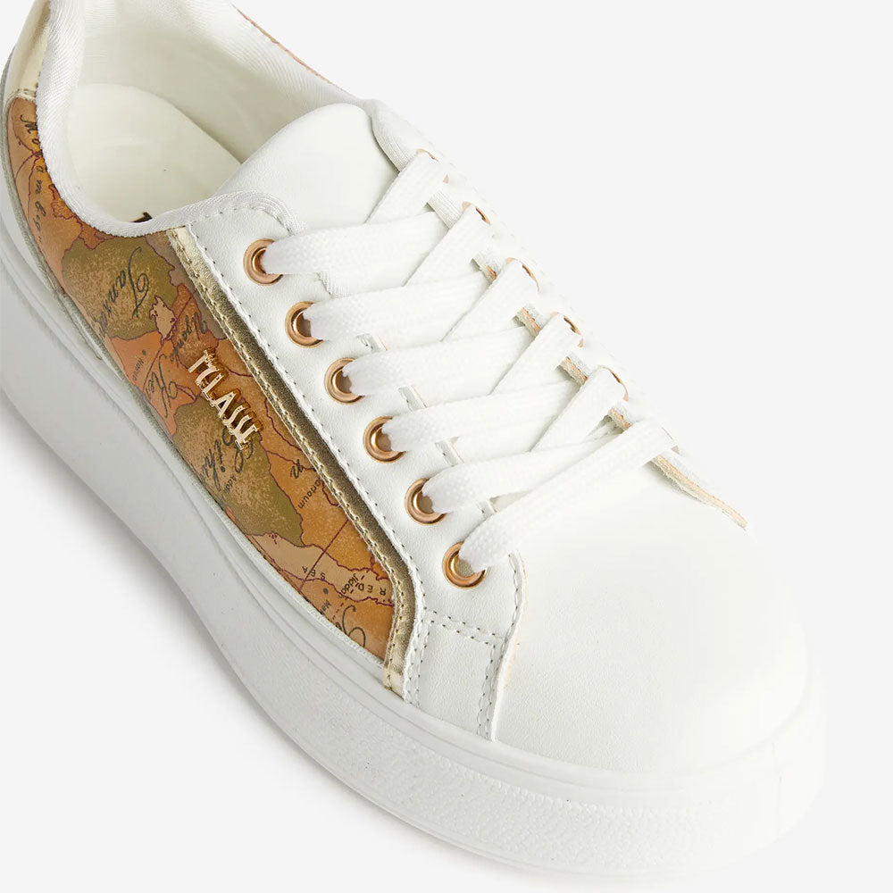 Sneakers Platform 1A Classe Alviero Martini in Eco Nappa Bianca con Inserto Geo Classic 1298