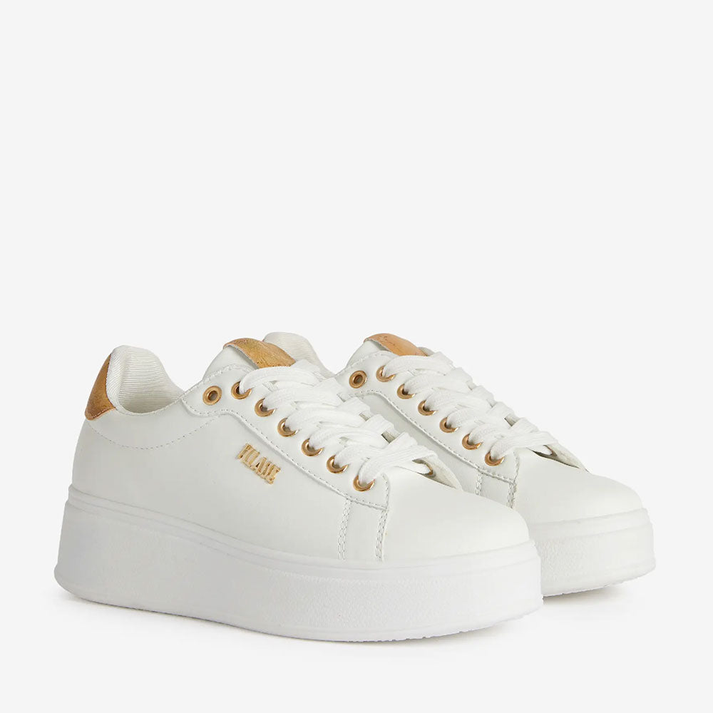 Sneakers Platform 1A Classe Alviero Martini in Eco Nappa Bianca con Dettaglio Geo Classic 1299