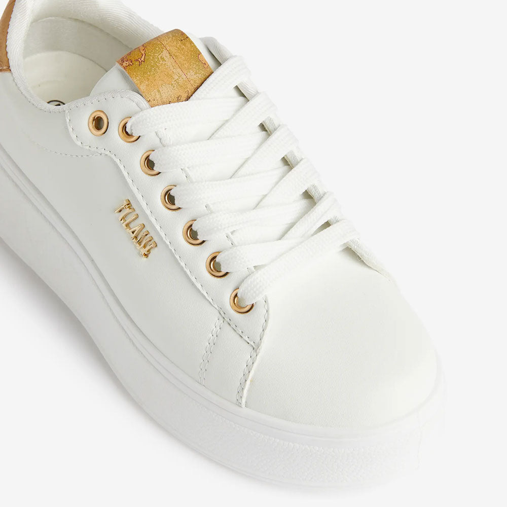 Sneakers Platform 1A Classe Alviero Martini in Eco Nappa Bianca con Dettaglio Geo Classic 1299