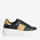 Sneakers Platform 1A Classe Alviero Martini in Eco Nappa Nera con Banda Geo Classic 1300