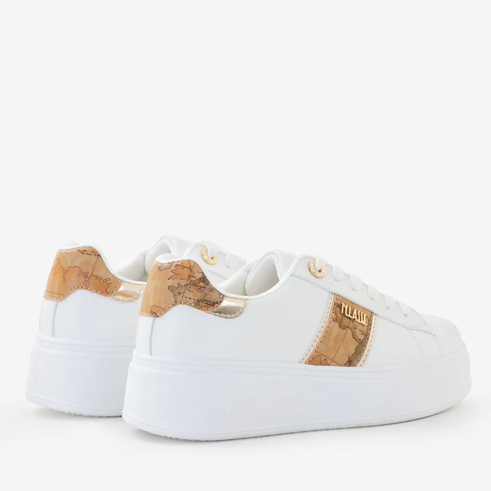 Sneakers Platform 1A Classe Alviero Martini in Eco Nappa Bianca con Banda Geo Classic 1300