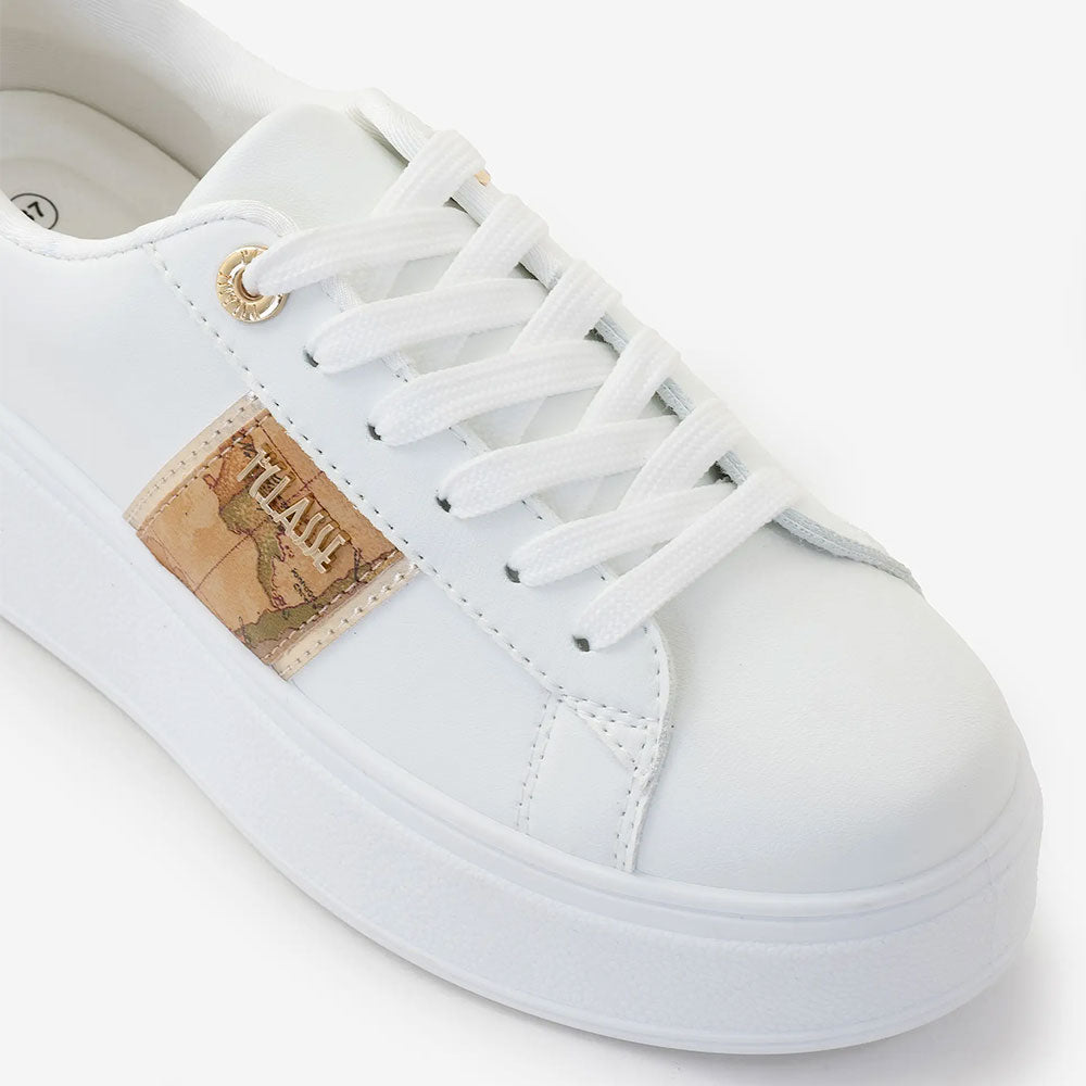 Sneakers Platform 1A Classe Alviero Martini in Eco Nappa Bianca con Banda Geo Classic 1300