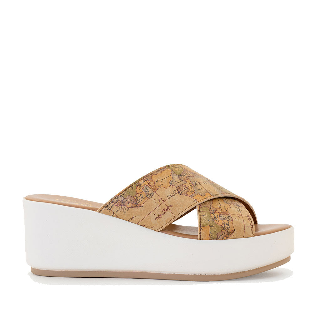 Sandali Donna con Zeppa 1A Classe Alviero Martini in Eco Nappa stampa Geo Classic 1413