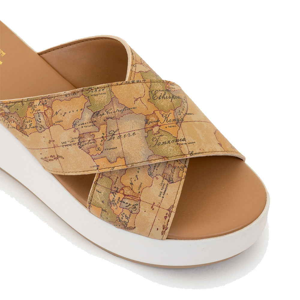 Sandali Donna con Zeppa 1A Classe Alviero Martini in Eco Nappa stampa Geo Classic 1413