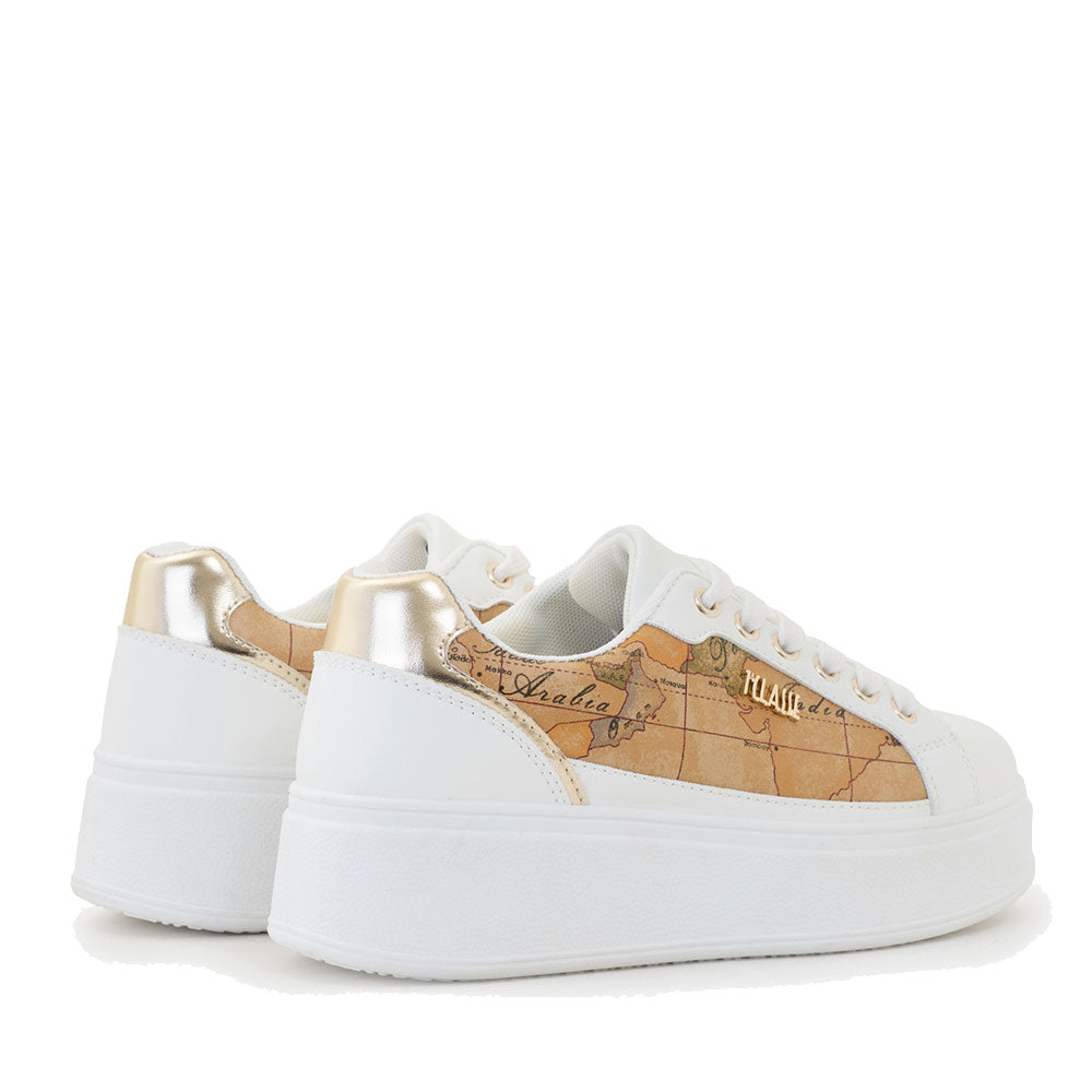 Sneakers Donna 1A Classe Alviero Martini in Eco Nappa Bianca e Inserti Geo Classic 1468