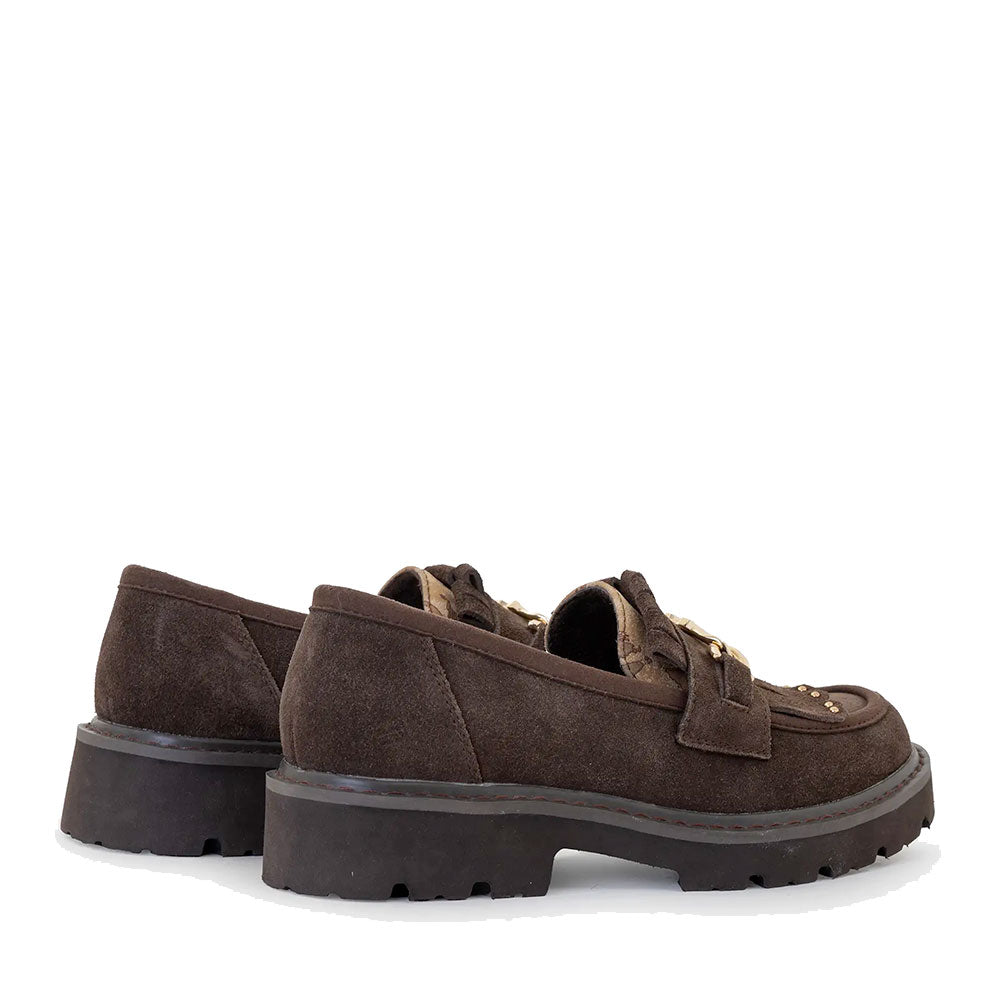 Mocassino Platform Donna 1A Classe Alviero Martini in Camoscio Testa di Moro 1527