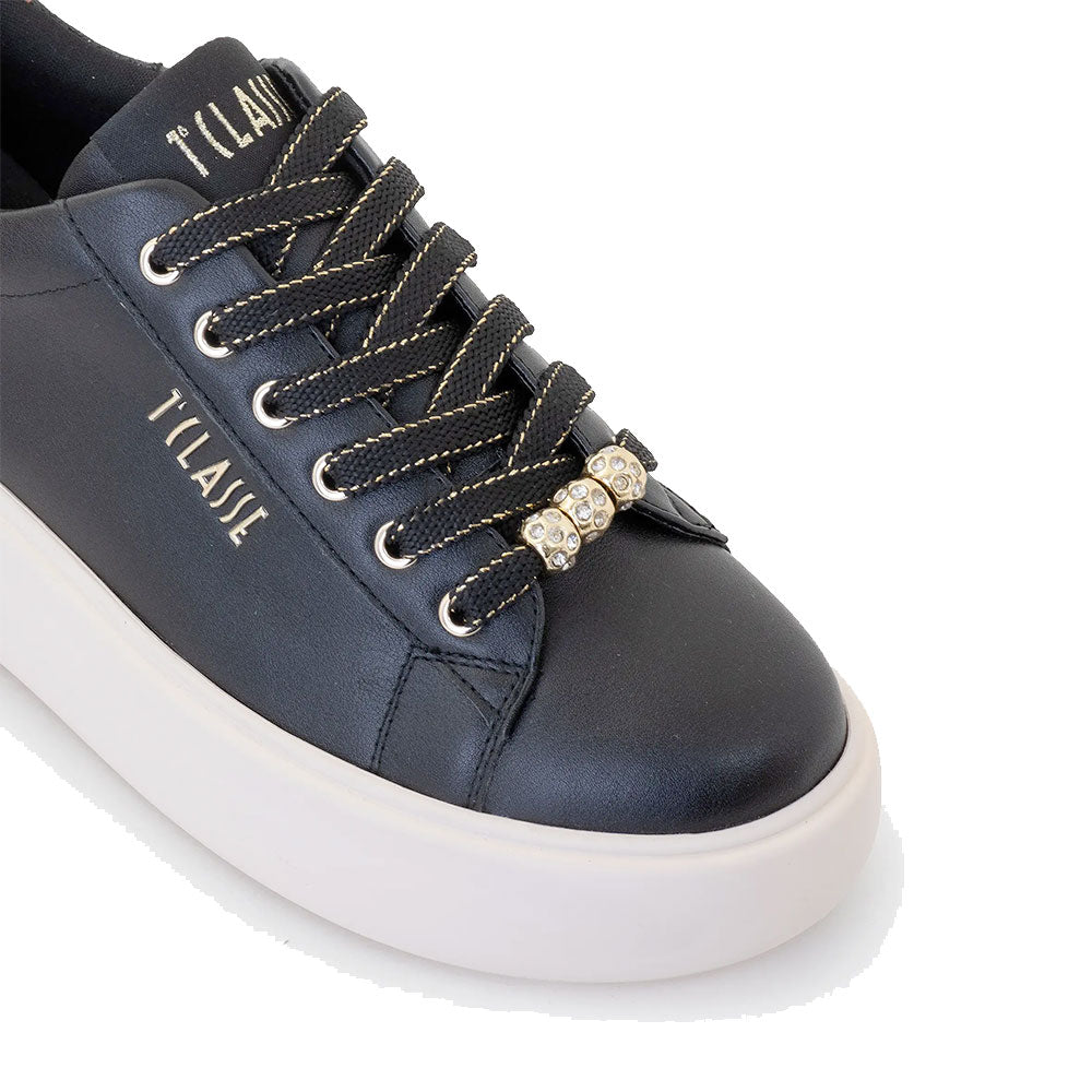 Sneakers Platform Donna 1A Classe Alviero Martini in Eco Nappa Nera con Dettagli Glitter 1613