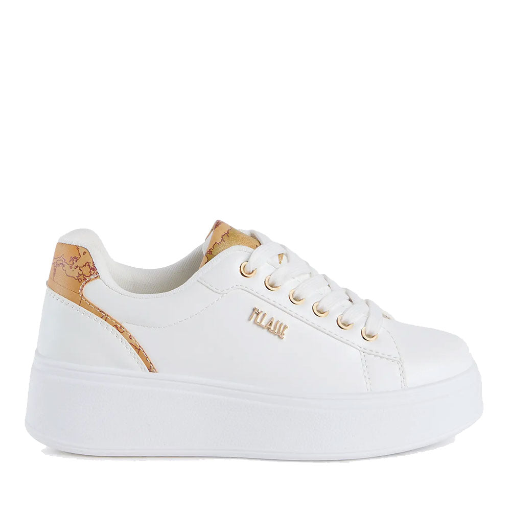 Sneakers Platform Donna 1A Classe Alviero Martini in Eco Nappa Bianca con Dettagli Geo Classic 1625