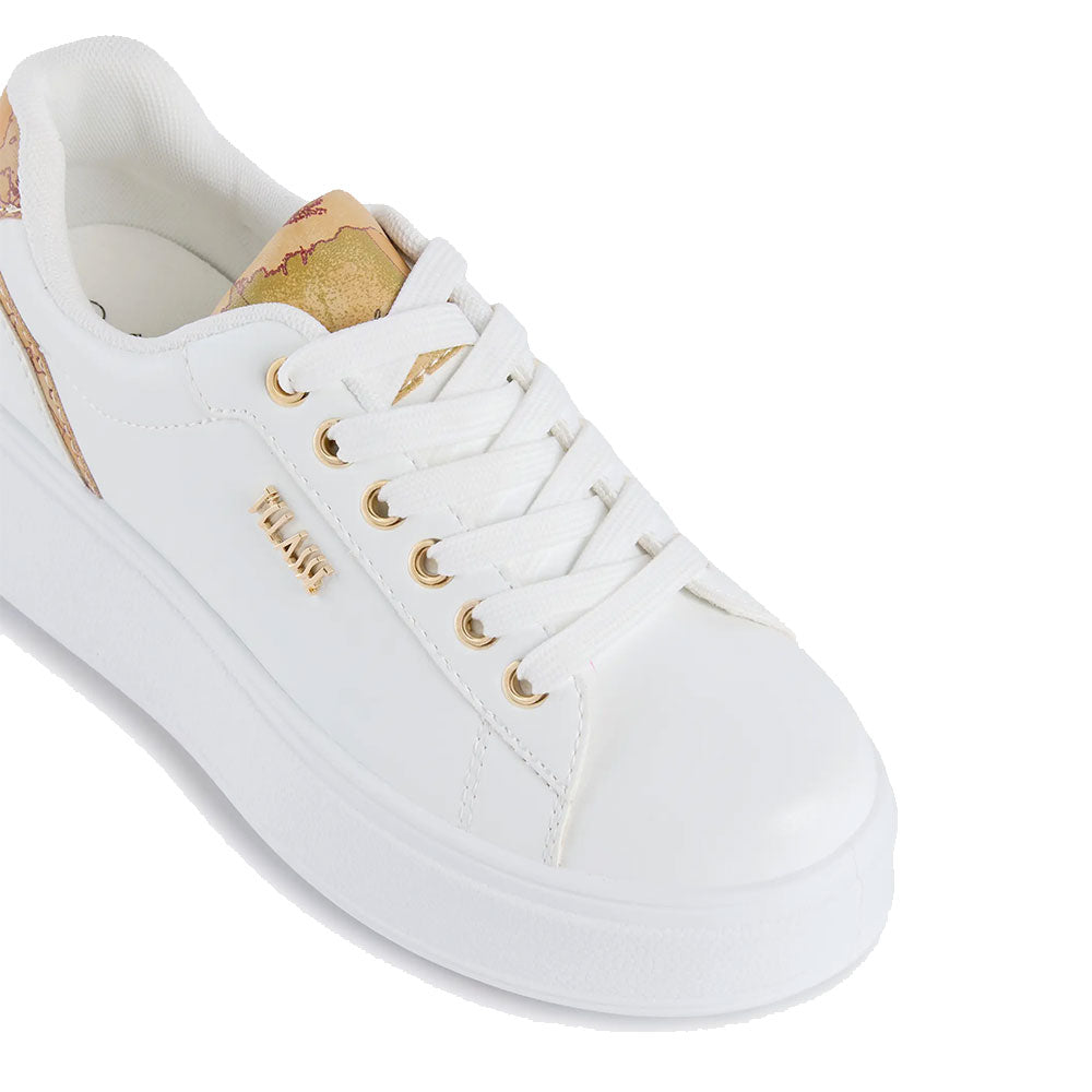 Sneakers Platform Donna 1A Classe Alviero Martini in Eco Nappa Bianca con Dettagli Geo Classic 1625