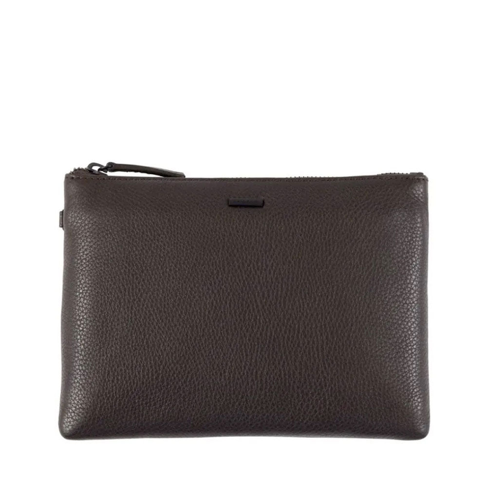 Pochette Unisex GIANNI CONTI linea Lillie in Pelle Martellata Marrone Scuro