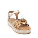 1A Classe Alviero Martini Shoes Klassische Sandalen aus Platin und Geo mit Schmuckapplikationen 1849