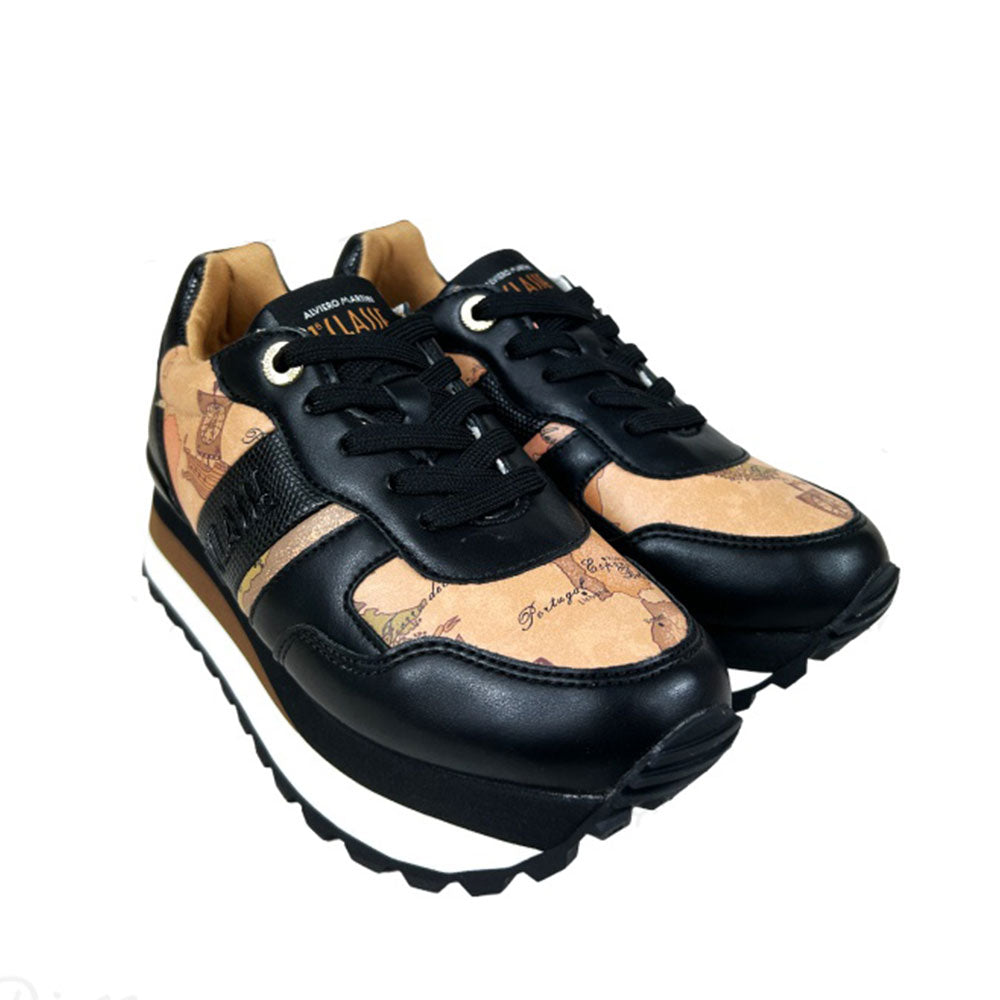 Sneakers Running 1A Classe Alviero Martini Nere con Inserti Geo Beige 2012