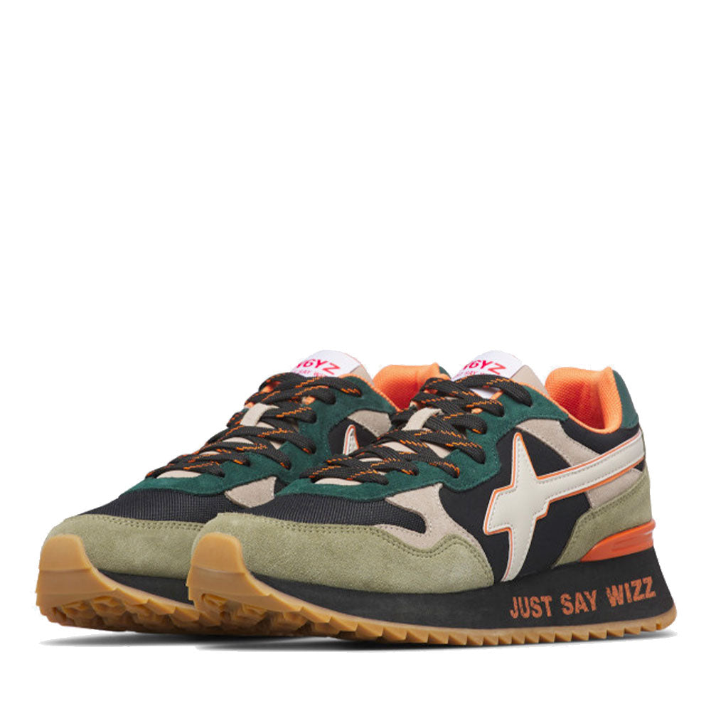 Sneakers Uomo W6YZ Yak-M. in Suede e Tessuto Militare Black Taupe
