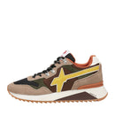 Scarpe Uomo W6YZ Sneakers Yak-M. in Tessuto Tecnico e Suede colore Taupe Testa Moro e Giallo