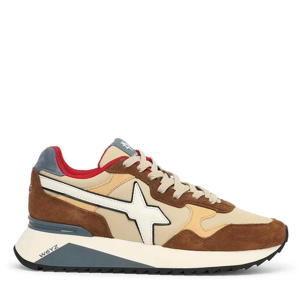 Sneakers Uomo W6YZ Yak-M. in Tessuto Tecnico e Suede colore Chestnut Beige Fire