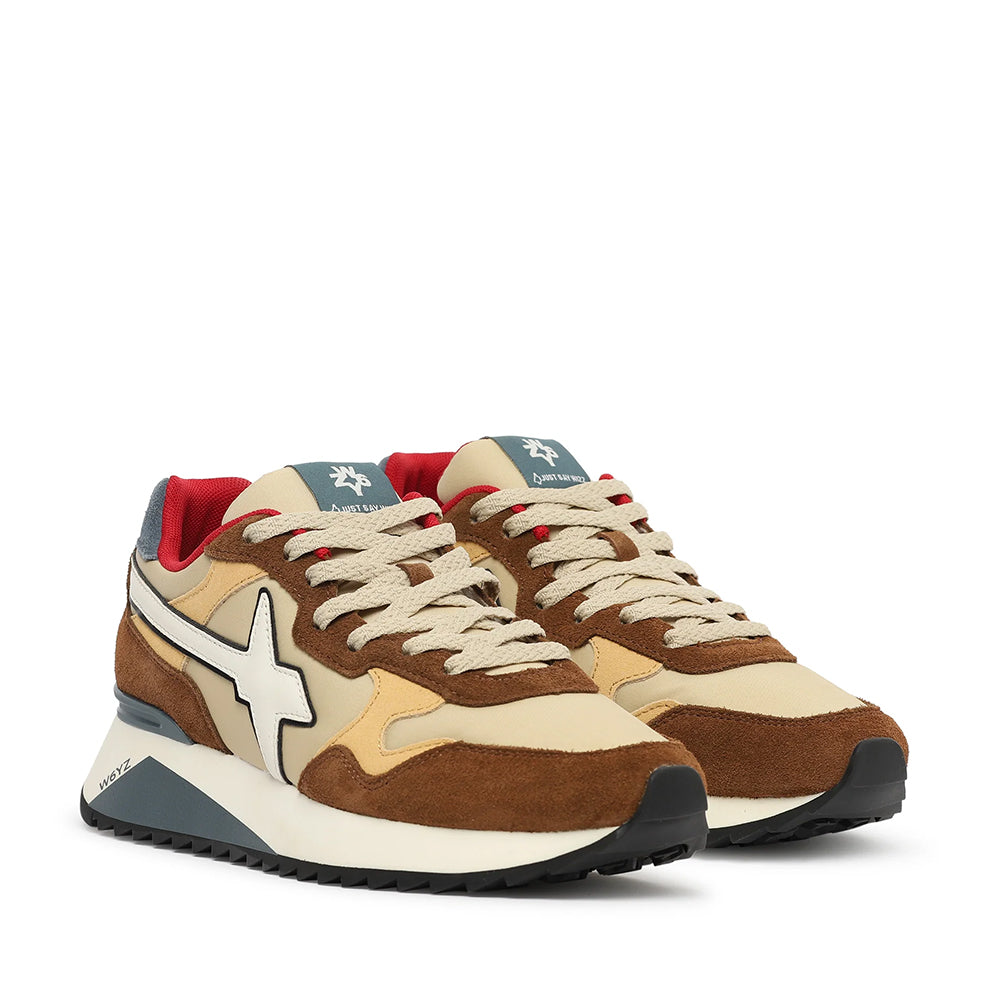 Sneakers Uomo W6YZ Yak-M. in Tessuto Tecnico e Suede colore Chestnut Beige Fire