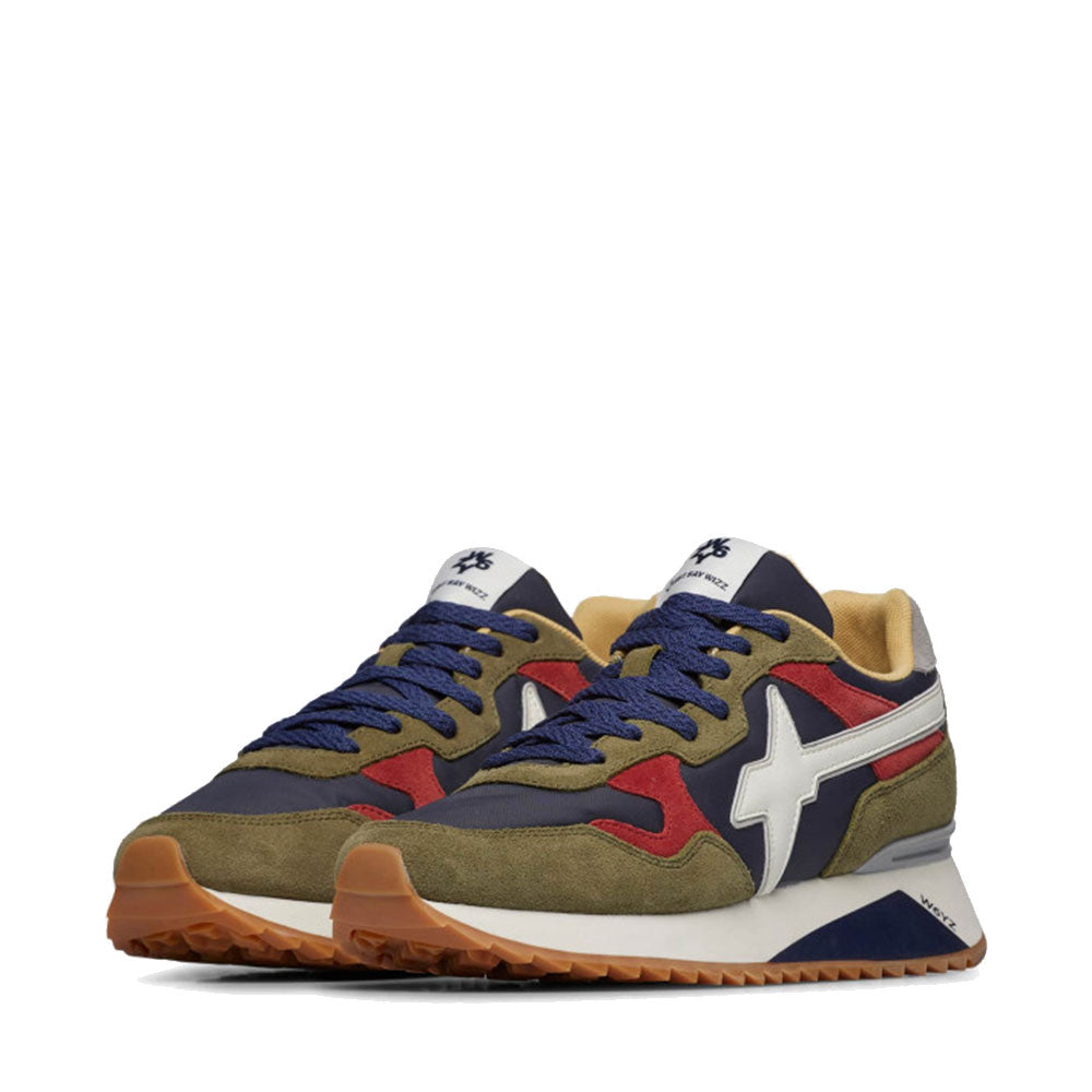 Sneakers Uomo W6YZ Yak-M. in Tessuto Tecnico e Suede colore Militare Navy e Granata