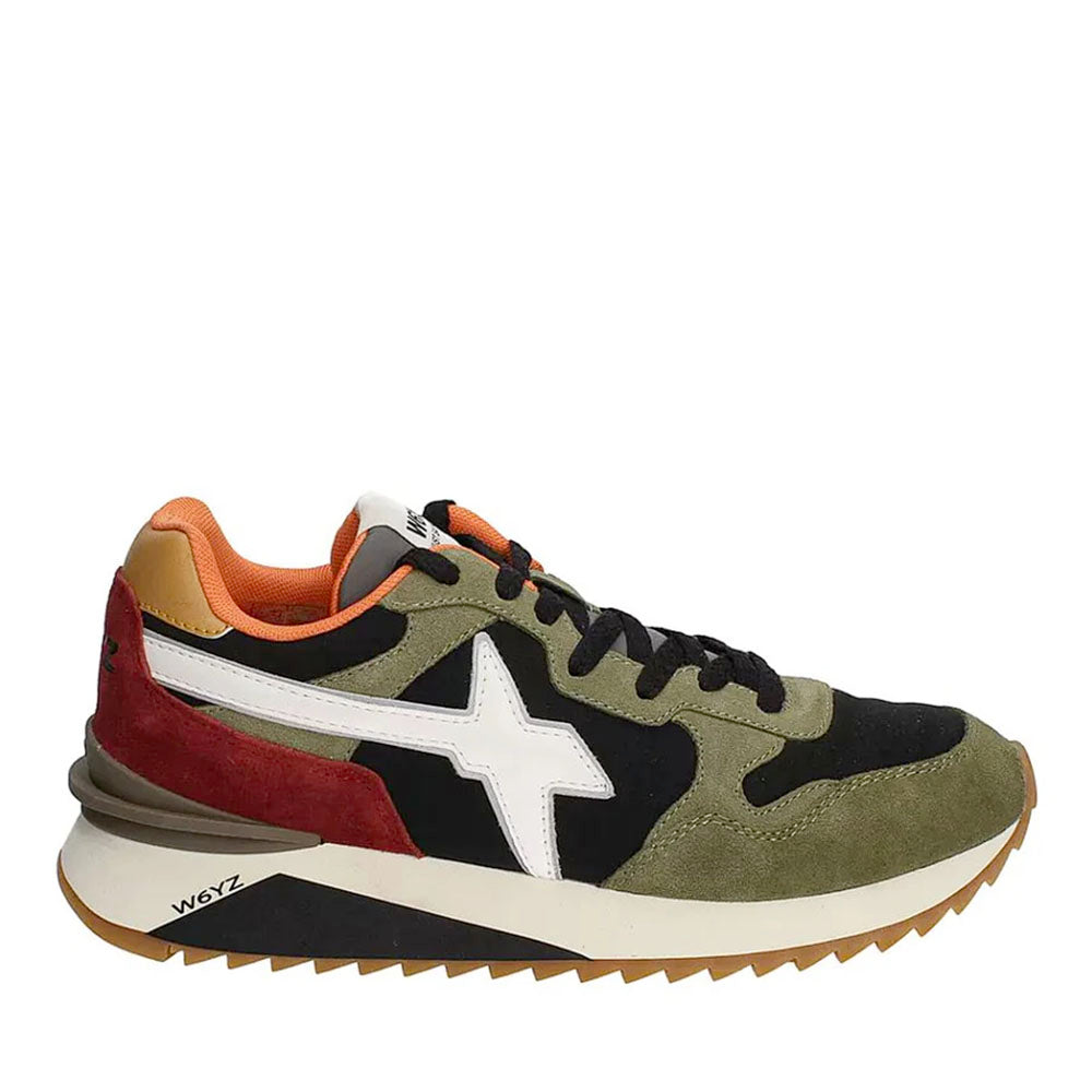 Scarpe Uomo W6YZ Sneakers Yak-M. in Suede e Tessuto Tecnico colore Militare Black Granata