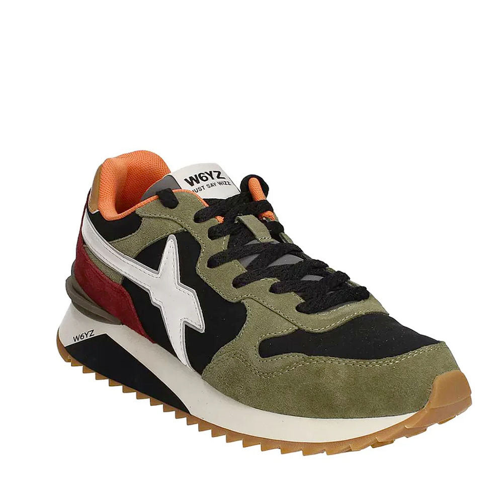 Scarpe Uomo W6YZ Sneakers Yak-M. in Suede e Tessuto Tecnico colore Militare Black Granata