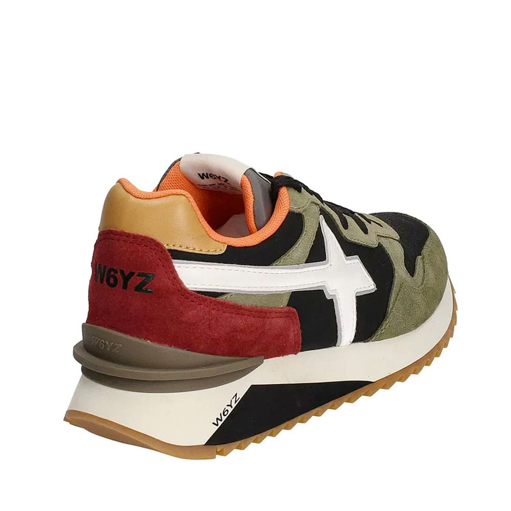 Scarpe Uomo W6YZ Sneakers Yak-M. in Suede e Tessuto Tecnico colore Militare Black Granata