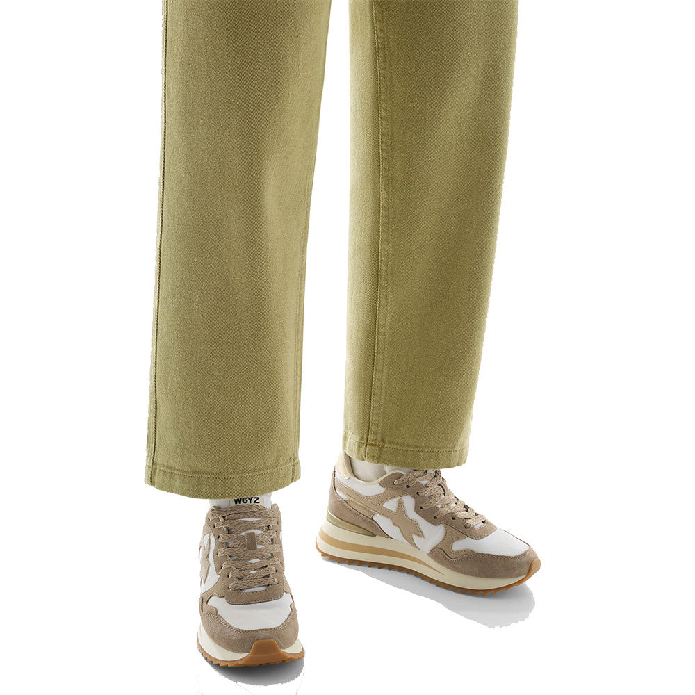 Sneakers Donna W6YZ Yak-W. in Tessuto Tecnico e Suede colore Taupe White Beige