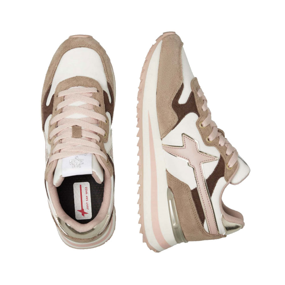 Sneakers Donna W6YZ Yak-W. in Tessuto Tecnico e Suede colore Taupe Bone Cipria