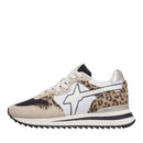 Sneakers Donna W6YZ Yak-W. in Tessuto Tecnico e Suede con Inserti Animalier colore Cream White Black