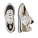 Sneakers Donna W6YZ Yak-W. in Tessuto Tecnico e Suede con Inserti Animalier colore Cream White Black