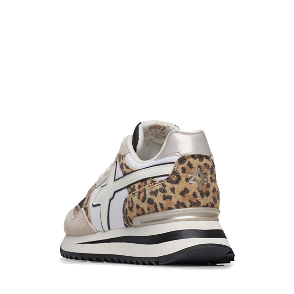 Sneakers Donna W6YZ Yak-W. in Tessuto Tecnico e Suede con Inserti Animalier colore Cream White Black