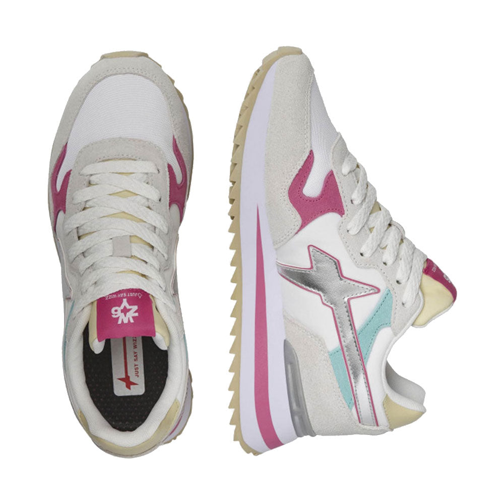 Scarpe Donna W6YZ Sneakers Yak-W. in Tessuto Tecnico e Suede colore White Flamingo e Silver