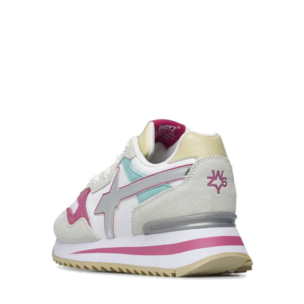 Scarpe Donna W6YZ Sneakers Yak-W. in Tessuto Tecnico e Suede colore White Flamingo e Silver