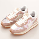 Scarpe Donna W6YZ Sneakers Yak-W. in Suede e Paillettes colore Cipria White e Champagne