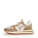 Sneakers Donna W6YZ Yak-W. in Tessuto Tecnico Suede e Glitter colore Sand Bone e Platinum