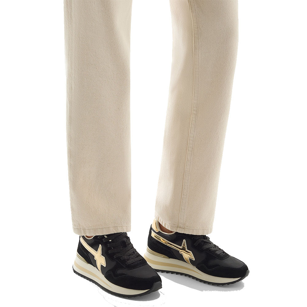 Sneakers Donna W6YZ Yak-W. in Tessuto Tecnico e Suede colore Black Platinum Bone