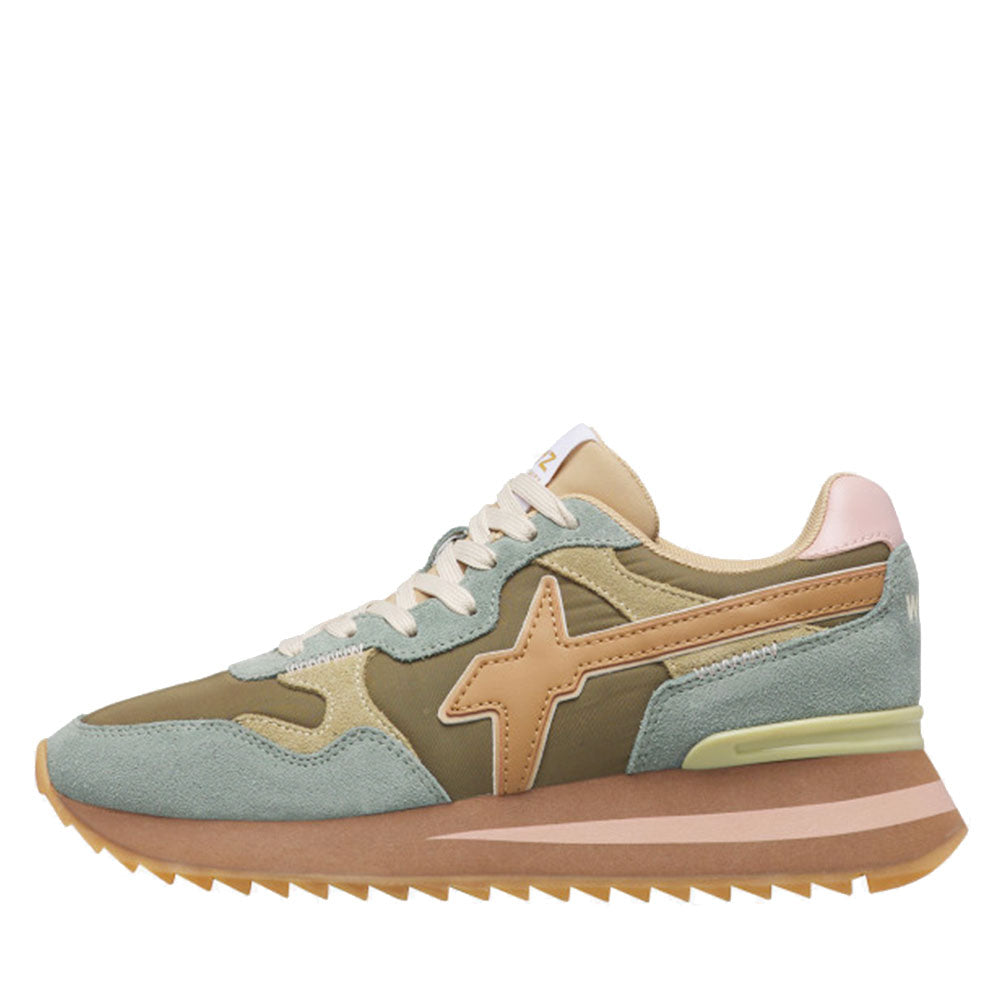 Sneakers Donna W6YZ Jet-W. in Tessuto Tecnico e Suede Light Green e Grey