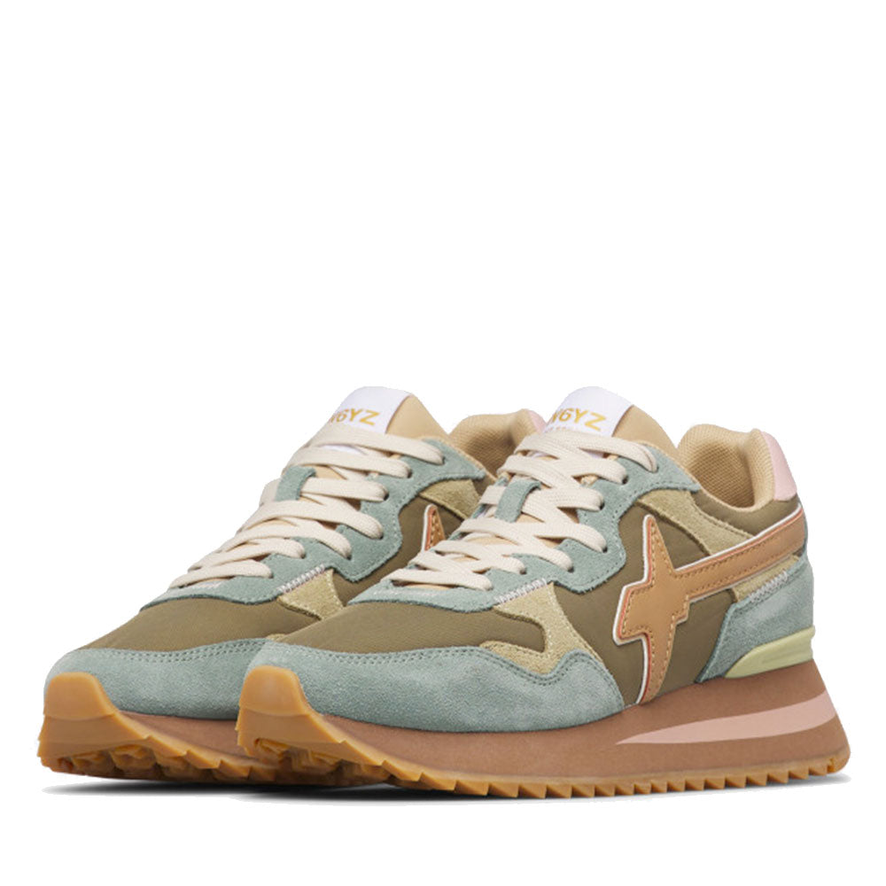 Sneakers Donna W6YZ Jet-W. in Tessuto Tecnico e Suede Light Green e Grey